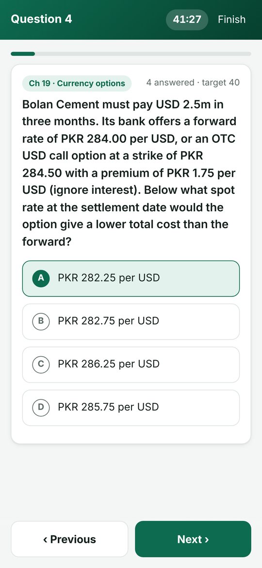 A timed currency options calculation question