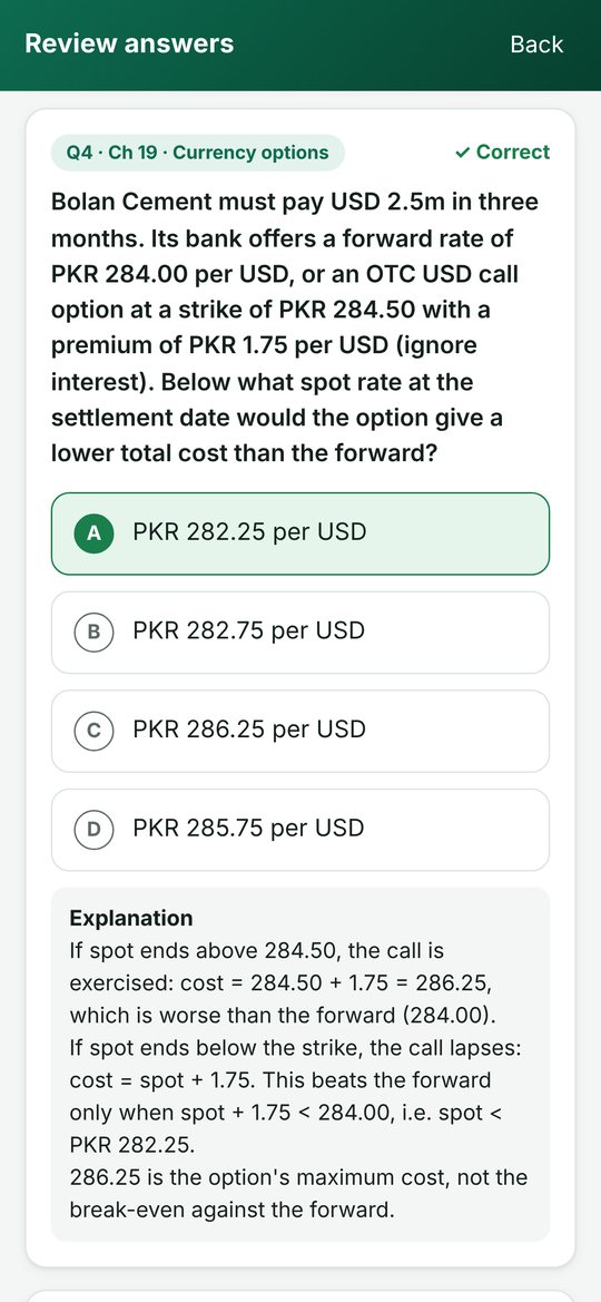 Review with the correct answer and a worked explanation